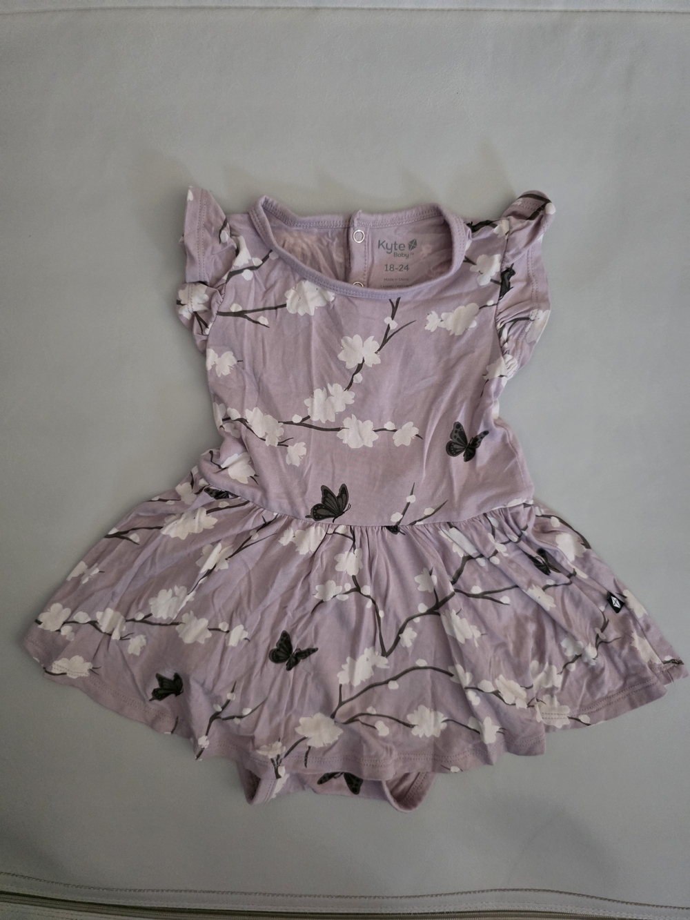 NWOT Kyte Baby Twirl Bodysuit Dress in Cherry Blossom - Size 18-24M